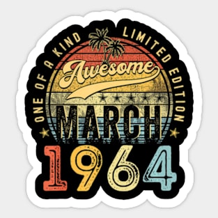 Birthday March 1964 60 Years Old 60Th Gift Men Women Sticker